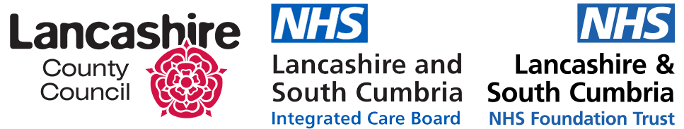 4 logos - Blackpool Council, Lancashire County Council, Lancashire & South Cumbria NHS Foundation Trust and Lancashire & South Cumbria NHS Integrated Care Board